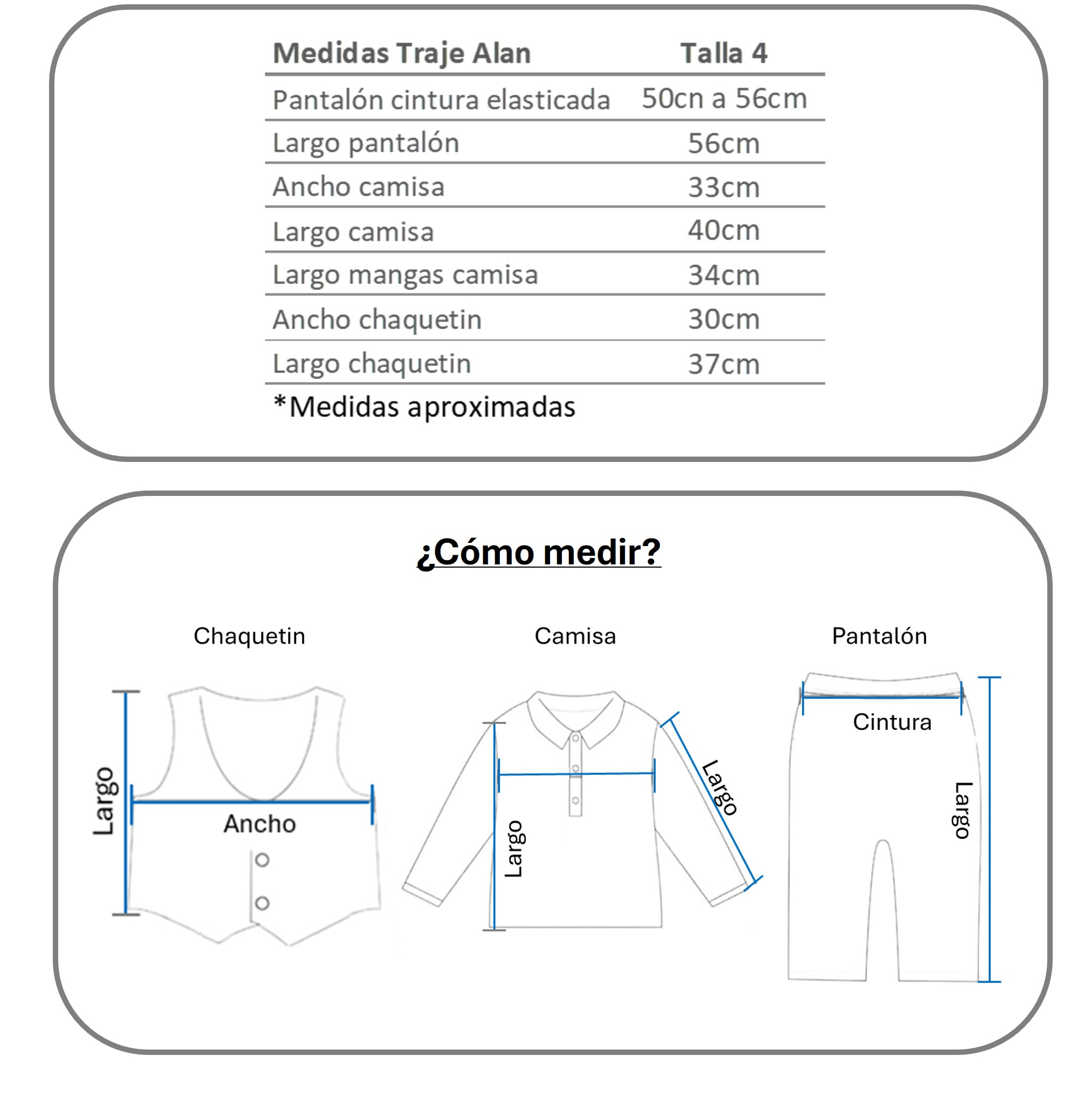 Medidas traje Alan