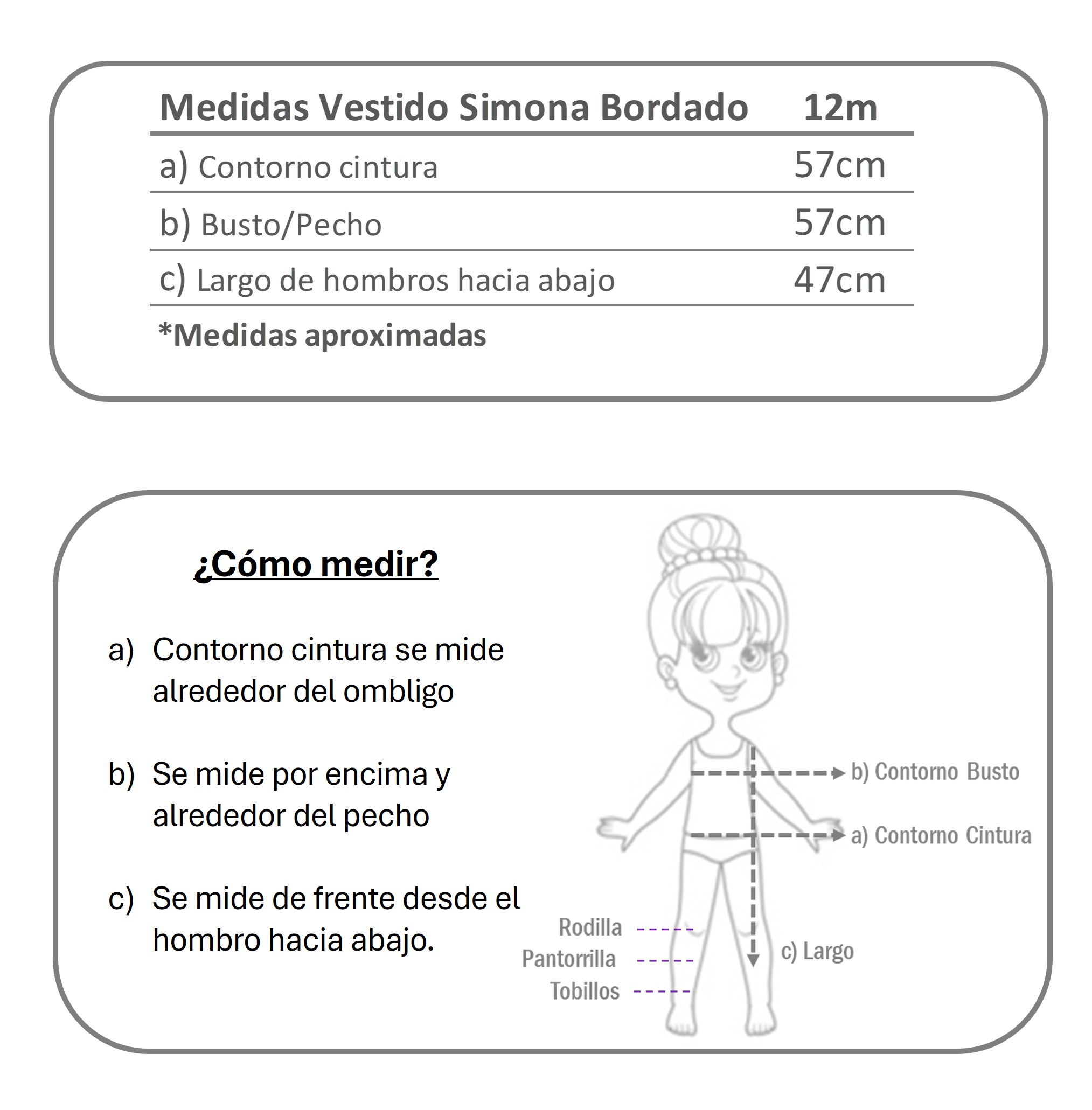 Simona bordado medidas